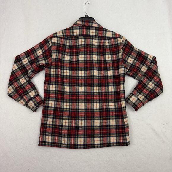 VTG Pendleton Mens M Shirt Virgin Wool Stewart Dress Tartan Plaid Loop Collar - Picture 7 of 12